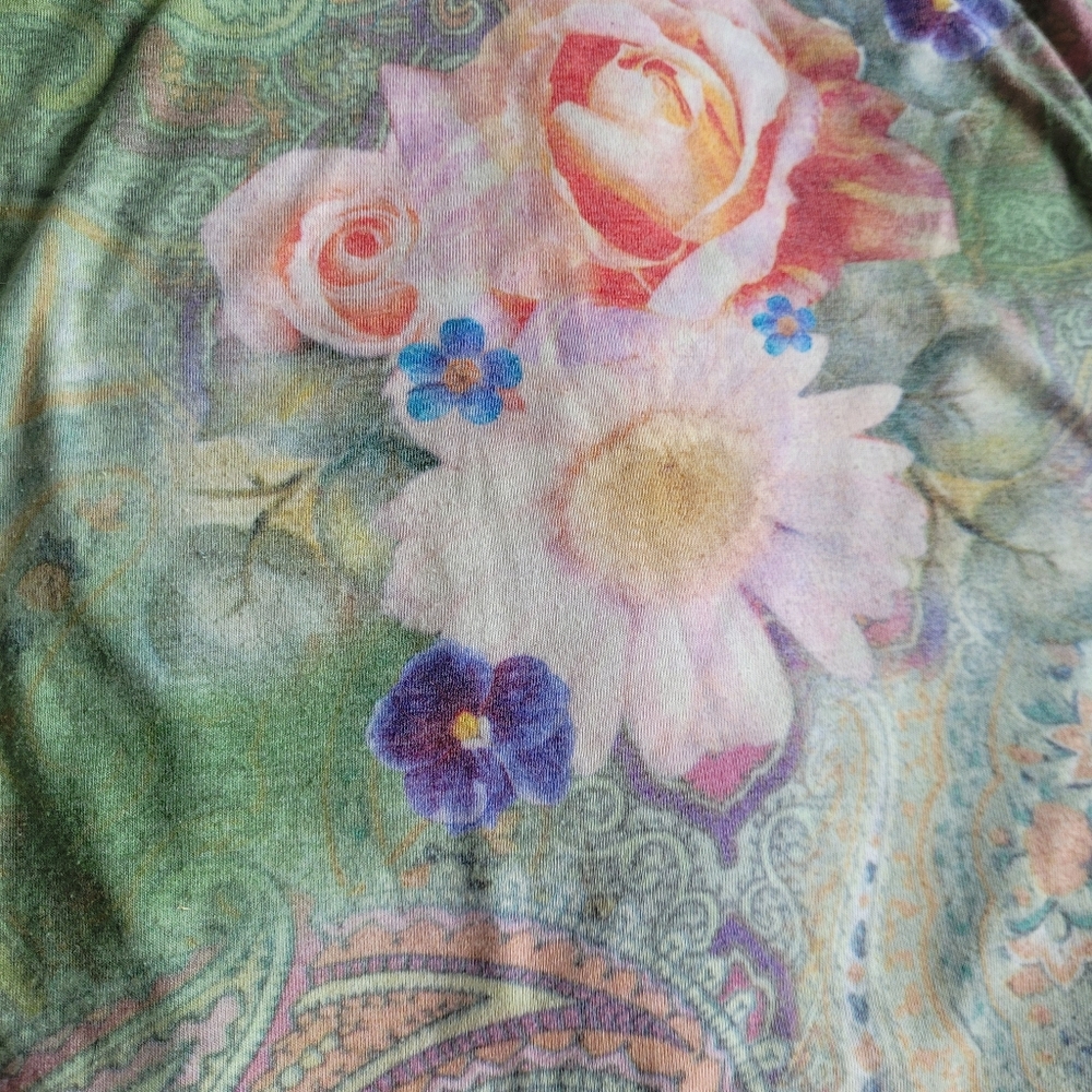 Floral Paisley Boho Fairycore Top Green Y2K Style Medium - Large - Picture 4 of 10